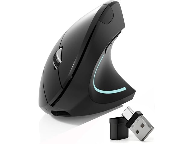 Bluetooth Mouse,Type-c and USB 2.4G Wireless Vertical Mouse Rechargeable Ergonomic Mouse, 800/1200 /1600 DPI, Buttons for Laptop, Desktop, PC,...