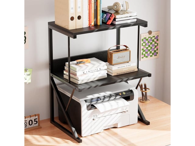 aboxoo Printer Stand for Desk to Save Space, Metal+Wood for Home Office