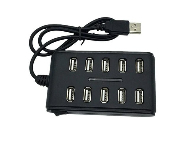 USB2.0 HUB 10 Ports Cable Splitter Switch Power USB Disk Card Reader Extender Mouse Keybard Converter Phone Charging Dock Combo