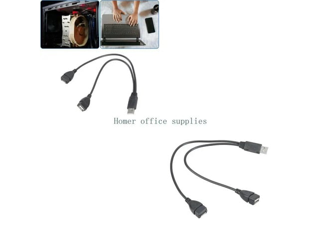 USB 2.0 Male to Double USB Female Y Splitter Cable Power Cord for Laptop Tablets