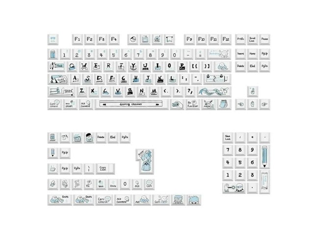 136Pcs PBT Sea Salt Course Keycap Dye Sublimation Cover for 61 98 104 108 Mechanical Keyboards