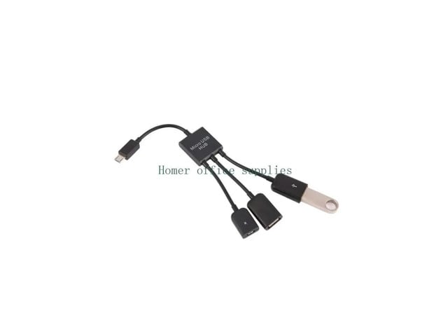 Male to Female Double USB 2.0 Host OTG Adapter Cable For Mouse Keyboards Tablet