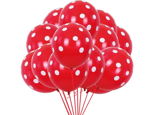 TONIFUL 100pcs Red and White Polka Dots Balloons 12inch Large Polka Dot Latex Party Mouse Balloons for Wedding Birthday Party Festival Decoration...