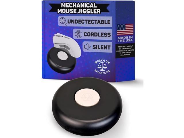 Compact Mouse Jiggler, NO USB, Cordless, Silent Undetectable Mouse Mover Wireless, No Software, Mechanical, Automatic Shaker, AA Battery 12...