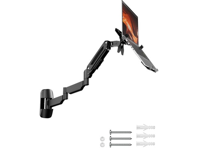 Long Arm 2-in-1 Laptop Wall Mount with Detachable Tray for 12-17'' Laptops 30.28'' Extra Long Gas Spring Arm, Also fits 13-32'' Monitors,...