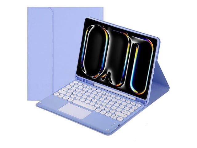 Magnetically Detachable Touch Bluetooth Keyboard Case with Pencil Holder for iPad Pro 11-inch 5th Gen(M4,2024), (Purple)