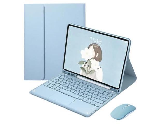 HP Detachable Wireless English Touchpad Keyboard & Mouse Folio Case with Pencil Holder & Adjustable Stand for Samsung Galaxy Tab A9+ / A9 Plus 11 Inch...