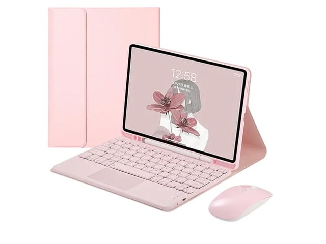 HP Detachable Rechargeable English Touchpad Keyboard & Mouse Combo Case with Pencil Holder & Adjustable Stand for Samsung Galaxy Tab S6 Lite 10.4 Inch...