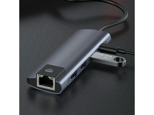 -in-1 USB Type-C Hub Docking Station Fast Data Transfer Plug-and-Play Compact Multiport Adapter for Laptop Desktop