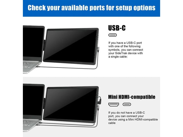 14.1 In Rotatable Extender Dual Screen Plug and Play Foldable Gaming Monitor Panel Type-C/HDMI Compatible For Conference Office