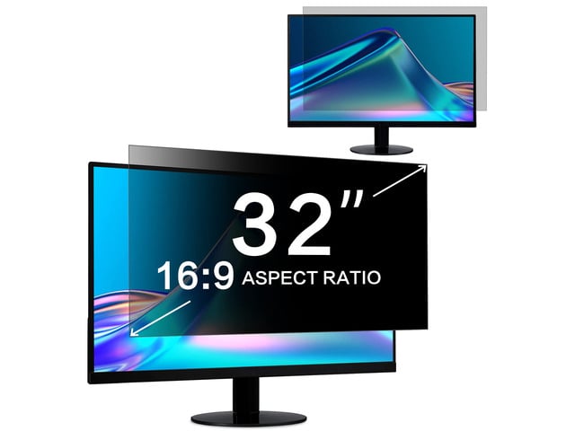 32 Inch Computer Privacy Screen Filter for 16:9 Widescreen Computer Monitor 27.87'x15.66', Removable Computer Screen Privacy Shield and Anti Blue...