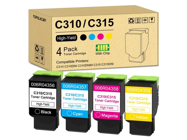 C310/C315 High-Yield Toner Cartridge (4 Pack, Black, Cyan, Magenta, Yellow) 006R04356 006R04357 006R04358 006R04359 Replacement for Xerox C310...