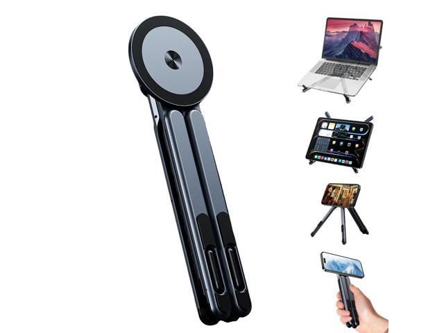 Apple 4-in-1 Foldable Laptop Stand, Portable Magnetic Phone Holder N55 Magnets MagSafe Compatible, Pocket-Sized Tripod Handle for MacBook, iPad, Travel...