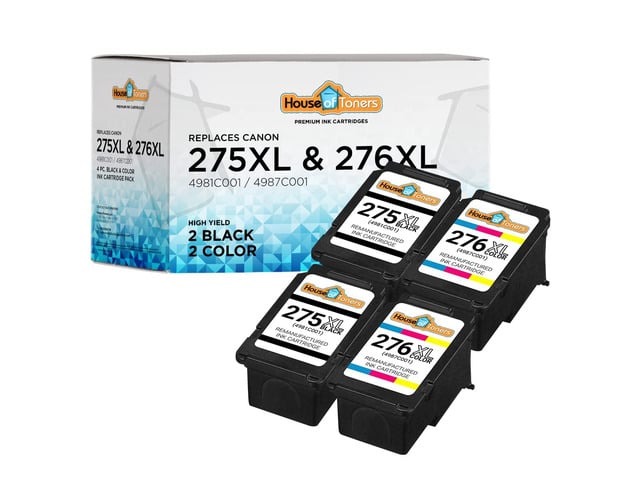 Canon Remanufactured Replacement for Canon PG-275XL Black and CL-276XL Color Ink Cartridge Combo Pack High Yield Printer Ink for PIXMA TS3500, TS3520,...