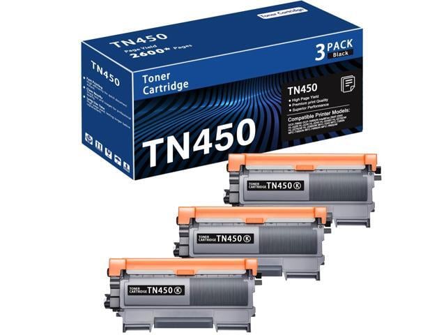 Brother TN450 Black 3-Pack High Yield Toner Cartridge Compatible Brother TN-450 TN 450 Replacement for HL-2240 HL-2270DW HL-2280DW MFC-7360N MFC-7460DN...