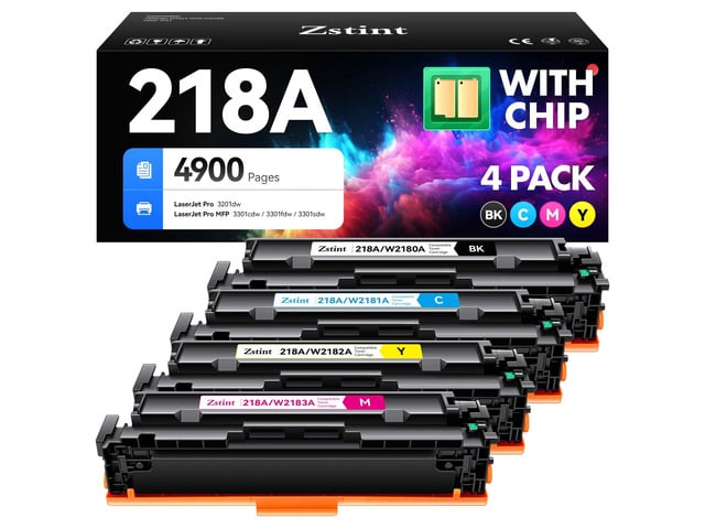 HP 218A Toner Cartridge 4-Pack High Yield with Chip Replacement for HP 218A 218X Toner Cartridge Compatible with HP Color Laserjet Pro MFP 3301cdw...