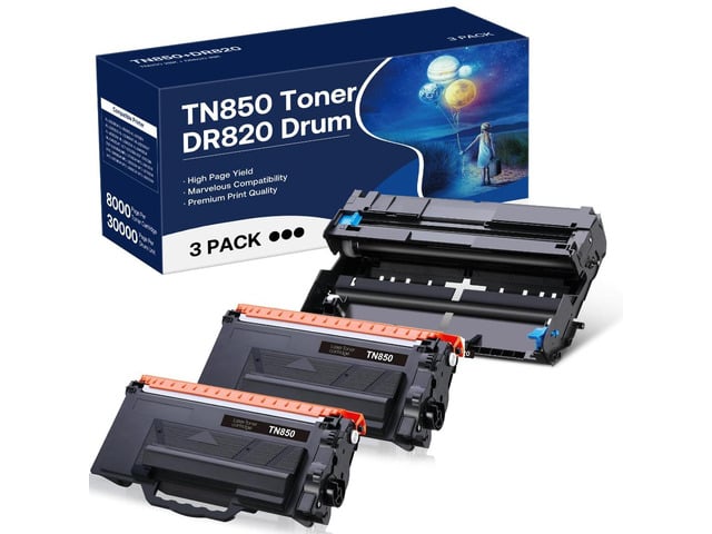 Brother TN850 Toner Cartridge & DR820 Drum Unit Compatible for Brother TN850 TN-850 DR820 DR-820 Replacement for Brother DCP-L5500DN DCP-L5650DN...