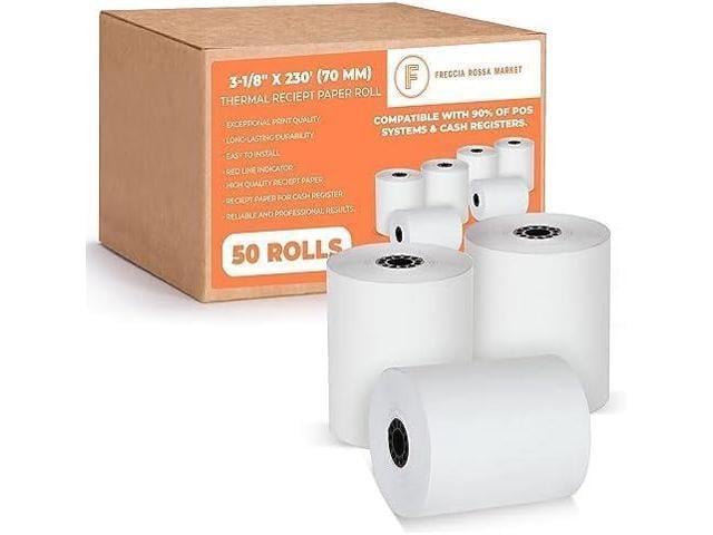 Thermal Credit Card Paper Rolls Printer Paper Receipts 3 1/8' 230' for Popular Credit Card Machines POS and Cash Registers BPA Free 50 Rolls