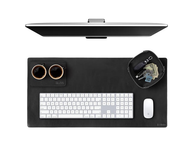 Leather Desk Pad Real Leather Desk Mat Thick (3mm) Double Layer (32x16) Cover Blotter Desk Protector Large Computer Mat for Keyboard Mouse Pad...