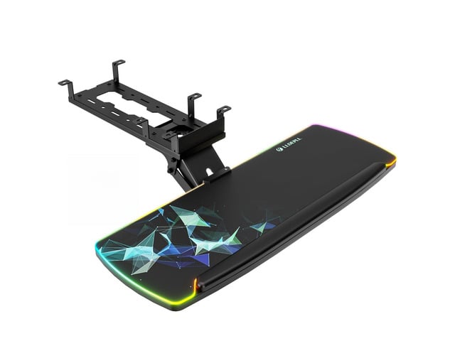 Keyboard Tray Under Desk with Storage Drawer, Height Adjustable Keyboard Tray Slide Out 360° Swivel Tilt, Ergonomic Under Desk Mount Keyboard &...