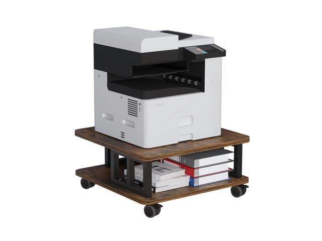 Mobile Printer Stand, 2-Tier Large Printer Shelf for Laser 3D Printer Office Machine with Storage, 23.6'x23.6' Wood Printer Cart Under Desk Rack...