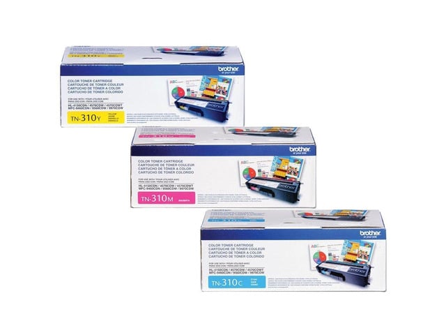 Genuine TN310C, TN310M, TN310Y Cyan, Magenta and Yellow Toner Cartridge Set