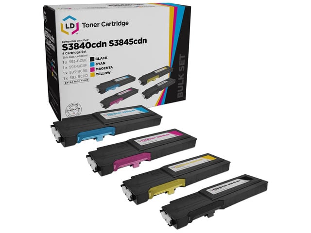 Dell Compatible Toner Cartridge Replacements for Dell S3840cdn S3845cdn Extra High Yie (1 Black, 1 Cyan, 1 Magenta, 1 Yellow, 4-Pack) Compatible with...