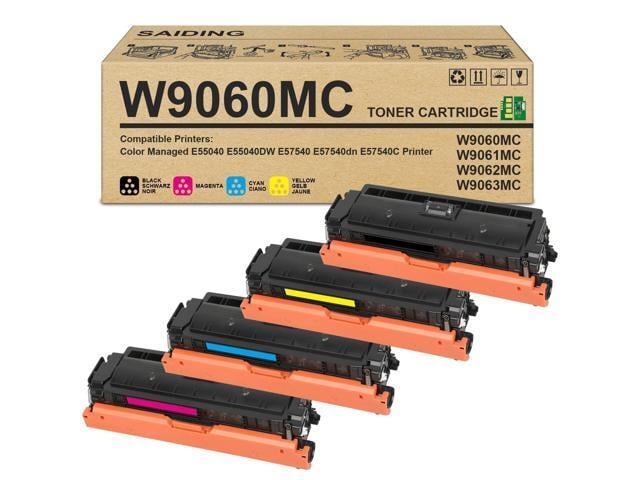 W9060MC W9061MC Toners 4-Pack Compatible for E55040 E57540 W9060MC W9061MC W9062MC W9063MC Toner Cartridge Replacement for Color Managed E55040DW...