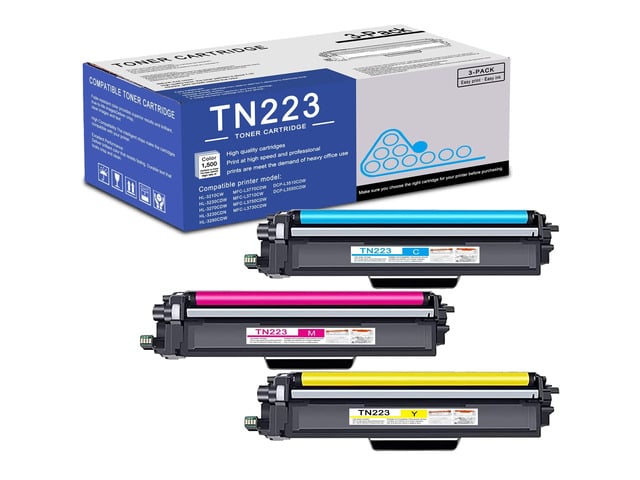 Brother 3 Pack TN223 C/M/Y Toner Cartridge High Yield Compatible TN223 Replacement for Brother MFC-L3770CDW L3710CW L3750CDW HL-3210CW 3270CDW 3290CDW...