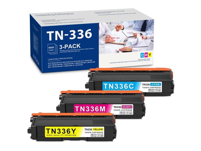 Brother (3-Pack,C/M/Y) TN-336 TN336 Toner Cartridges Compatible TN336C TN336M TN336Y Toner Cartridge Replacement for Brother TN336 MFC-L8850CDW...