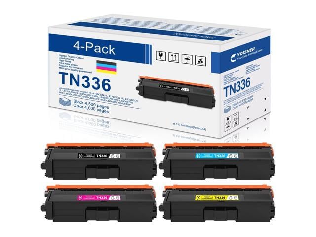 Brother TN336 High Yield Toner Cartridge: 4-Pack TN336BK, TN336C, TN336M, TN336Y Replacement for Brother TN-336 for HL-L8350CDW HL-4150CDN MFC-L8850CDW...