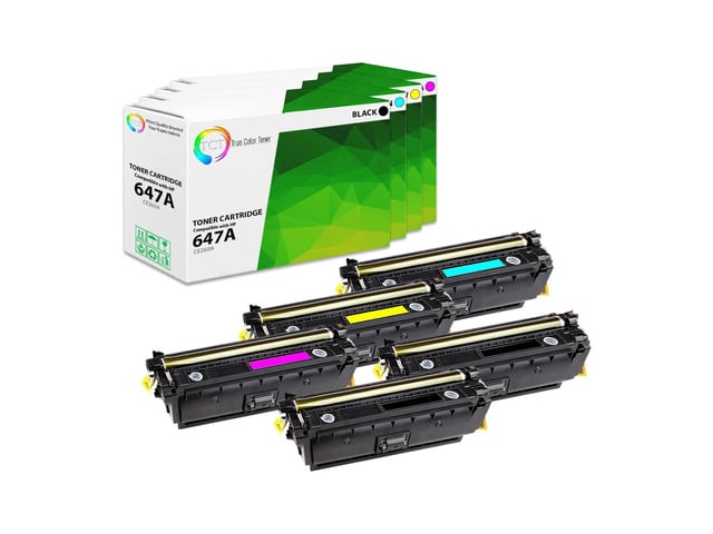 HP 647A 648A Toner Cartridge 5 Pack - Compatible Replacement for HP 647A 648A CE260A CE261A CE262A CE263A Works with HP Color LaserJet CP4520 CP4025...