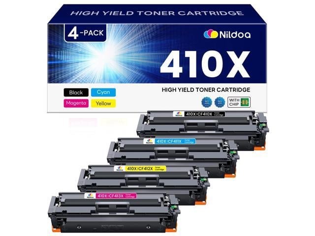 HP 410X Toner Cartridges 4 Pack High Yield Replacement for HP 410X Black Cyan Magenta Yellow Color Pro MFP M477fnw M477fdw M452dn M452dw Printer ...