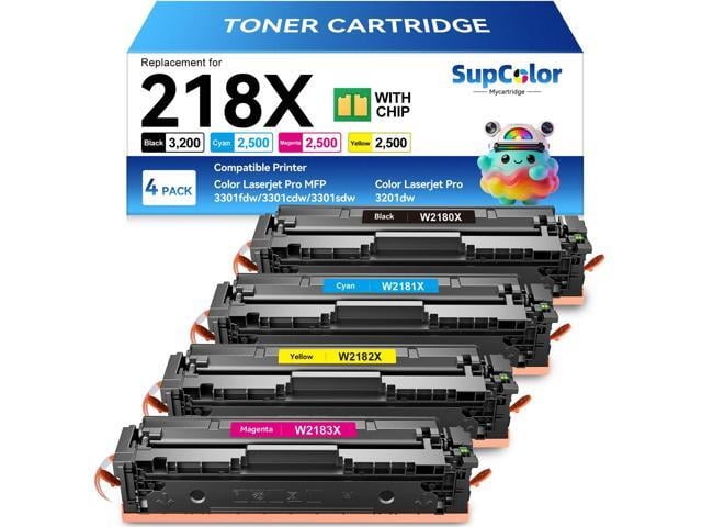 HP Compatible 218X Toner Cartridge, Color, 4-Pack Compatible for HP Color LaserJet pro MFP 3301sdw 3301fdw 3301cdw 3201dw Printer