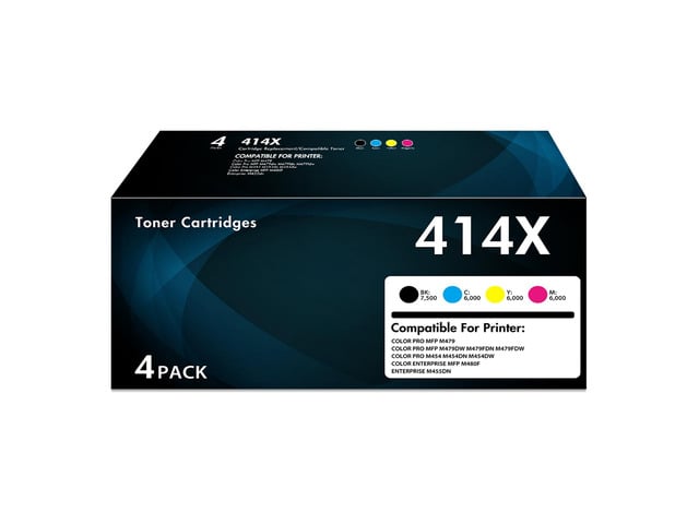 HP 414X High Yield Toner Cartridges 4 Pack for HP 414A MFP M479fdw with Chip Compatible for HP 414X W2020X W2020A for Color LaserJet Pro MFP M479fdn...