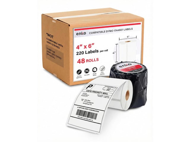 4 x 6 inches 1744907 Address and Shipping Labels Compatible with Dymo Labelwriter 4XL and Zebra Direct Thermal Printers (48 Rolls, 10560 Labels)