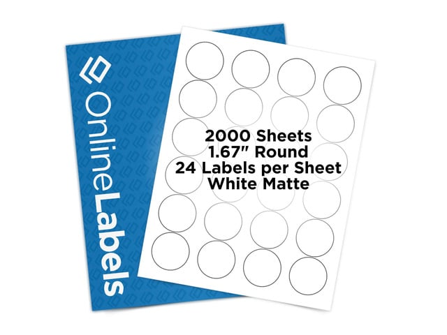 1.67 Inch Round Labels - Pack of 48,000 Circle Stickers, 2,000 Sheets - Inkjet/Laser Printer
