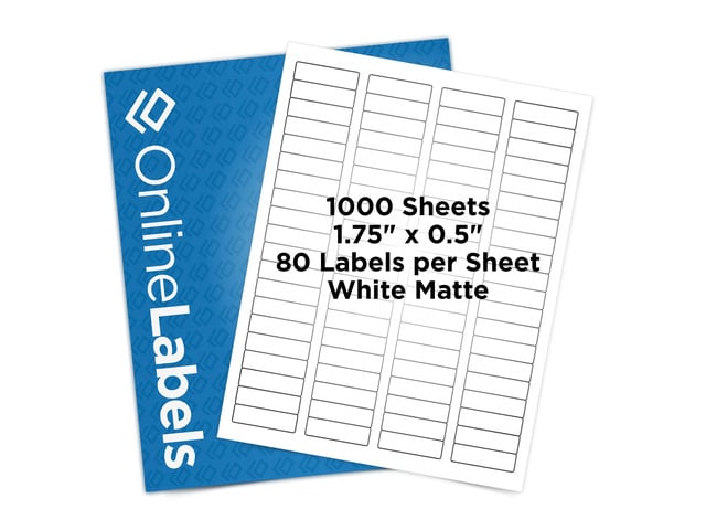 Address Labels - 1.75 x 0.5 - Pack of 80,000 Labels, 1,000 Sheets - Inkjet/Laser Printer