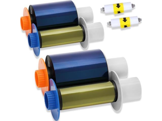 2 Pack 84051 YMCK Color Ribbon Compatible with Fargo Hdp5000 / Hdpii Printer 084051 YMCK Full-Color Yields 500 Prints with Clean Spool