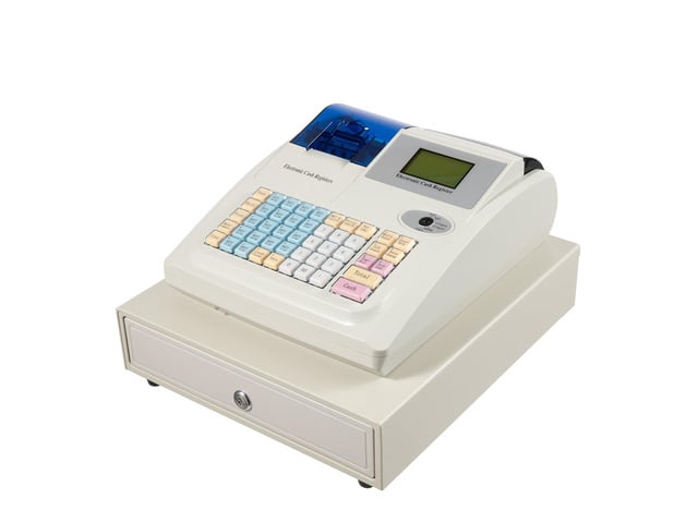 48 Keys Cash Register, Commercial Electronic Cash Register with LED Display and Thermal Print Head Tabletop Cash Register Drawer Receipt Printer...