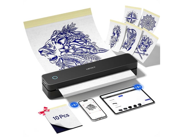 Portable Bluetooth Thermal Tattoo Sticker - Wireless Tattoo Stencil Printer with 10 Sheets Printing Paper, DIY Temporary Tattoos for Tattoo...