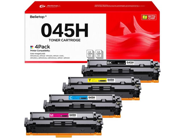 Canon 045H Toner Cartridge 4 Pack High Yield Replacement for Canon CRG-045H 045 H Compatible with Canon ImageCLASS MF632Cdw MF634Cdw LBP612Cdw...