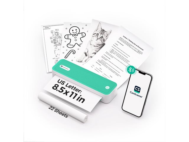 P1 Portable Inkless Printer, 203 DPI Wireless Thermal Printing for iPhone Android Laptop PC, Print US Letter Documents Receipts Anywhere, for...