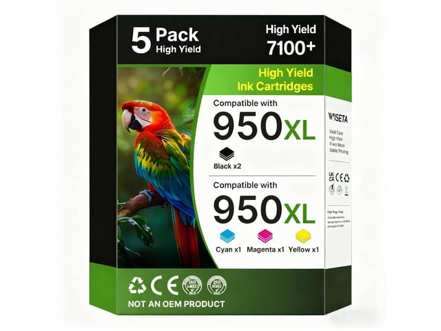 HP 950XL and 951XL Ink Cartridges Combo Pack 5-Pack Replacement for HP 950XL 951XL Ink Cartridges for HP Printers Officejet Pro 8600 8610 8620 8100...