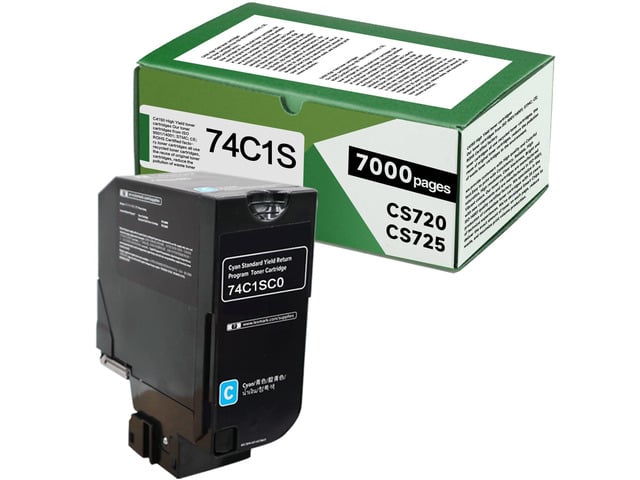 74C1SC0 Cyan Compatible 7000 Pages Toner Cartridge High Yield Replacement for Lexmark 74C1SK0 74C1SC0 74C1SM0 74C1SY0 for CS725 CX725 CS720 Printer