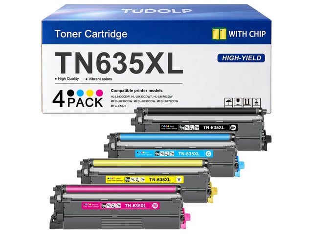 Brother TN635XL Toner Cartridges 4 Pack Compatible for Brother mfc-l8930cdw toner TN-635XL TN 635XL TN-635 for HL-L8570CDW HL-L8430CDW MFC-L8970CDW...
