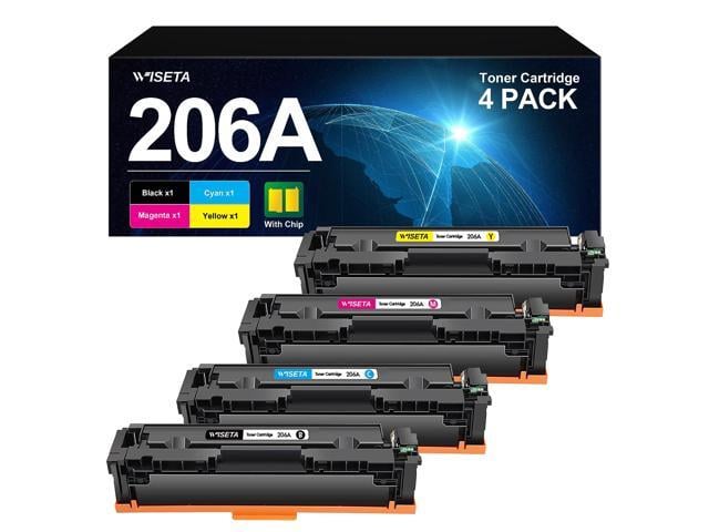 HP 206A Toner Cartridge 4 Pack with CHIP, Compatible Toner Cartridge Replacement for HP 206A 206X Toner Cartridge Set Compatible with Color LaserJet...