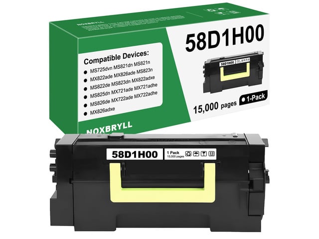 58D1H00 High Yield Black Toner Cartridge 15,000 Pages Compatible for Lexmark 58D1H00 Toner for MS725 MS821 MS822 MS823 MS824 MS825 MS826 MX721...