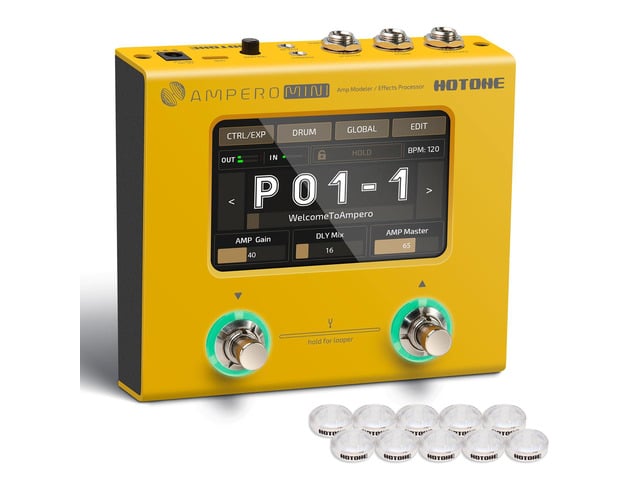 Multi Effects Processor Pedal Guitar Bass Amp Modeling IR Cabinets Simulation Multi LanguageStereo OTG USB Audio Interface Ampero Mini MP-50...