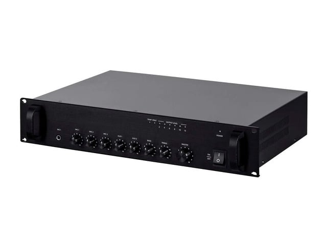 Commercial Audio 60W 5ch 100/70V Mixer Amp with Microphone Priority (NO LOGO)
